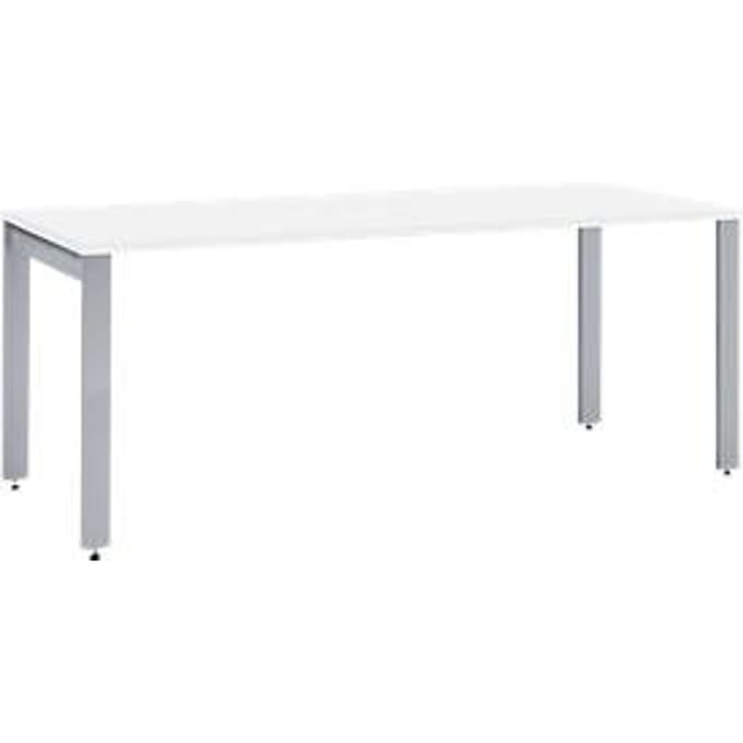 Schäfer Shop Select LOGIN bureau, 4-poots, B 1600 x D 800 x H 740 mm, wit/blank aluminium