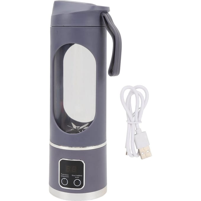 Draagbare Blender Oplaadbaar 450ml Blenderbeker Draagbare Juicerbeker voor Thuis Grijs Paars L white