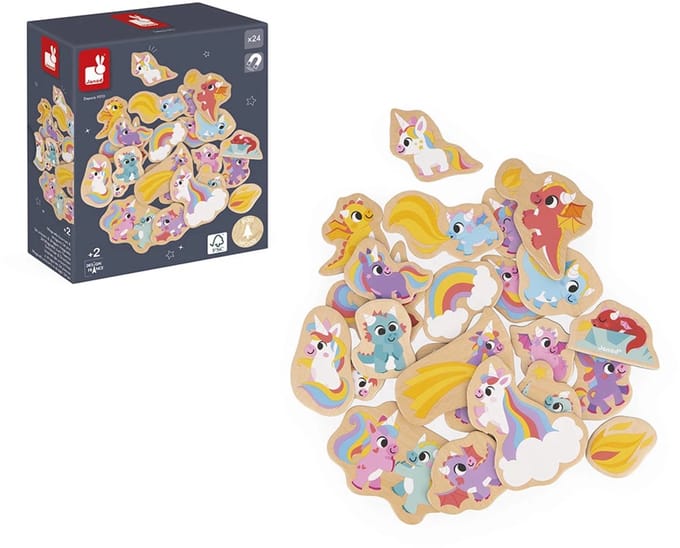 JANOD magneten Eenhoorns en Draken 2 jr+ / 24 stks