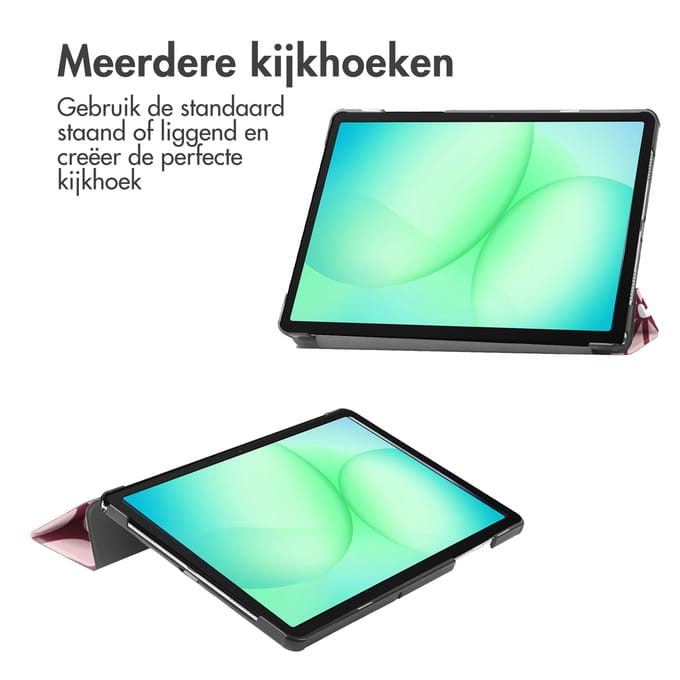 imoshion Tablet Hoes - Geschikt voor Samsung Galaxy Tab A9 Plus / Galaxy Tab A11 Plus - Design Trifold Bookcase - Roze