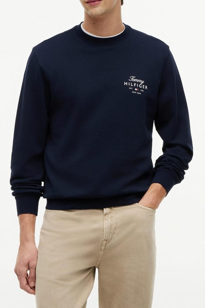 Tommy Hilfiger Script Stack Sweatshirt Desert Sky Taglia: S | Maglioni a maglia Outlet | Uomo