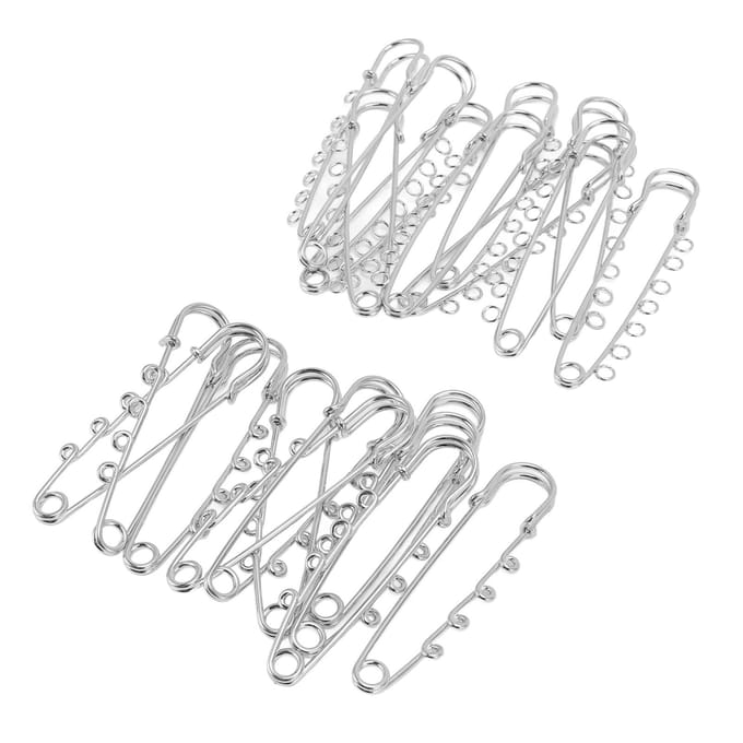 20pcs Grandes Épingles de Sûreté Robuste 7 4 Boucles Assorties Alliage Broche Épingles Accessoires DIY Vêtements white