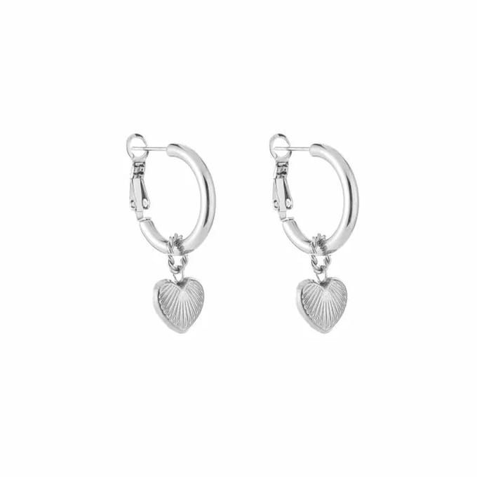 Bijoutheek Oorhangers Hart Zon Zilver