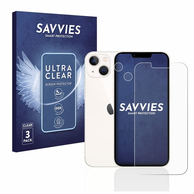 Savvies - Screenprotector voor Apple iPhone 13 (Voor+Camera) - Folie Beschermfolie transparant 6 Stuks