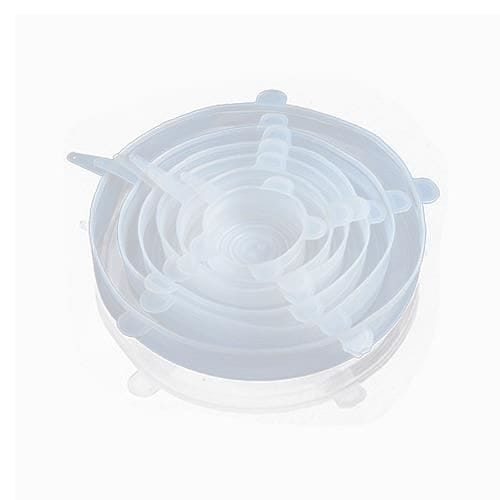 Couleur blanche Couvercles en Silicone pour bol alimentaire, 6 pièces, extensibles, scellés au micro-ondes, p