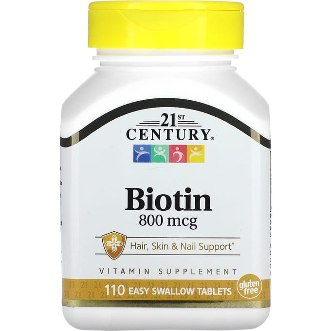 21st Century, Biotine, 800 mcg, 110 gemakkelijk door te slikken tabletten