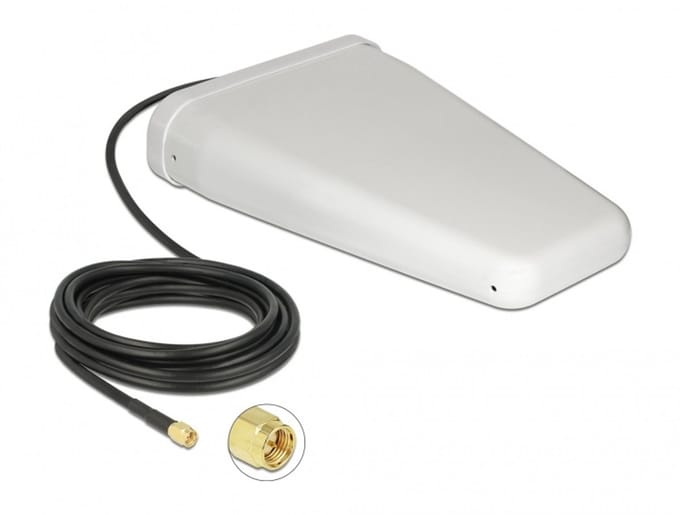 LTE -antenne SMA -plug 7 - 9 DBI Directioneel met verbindingskabel (RG -58, 5 m) Wit buiten