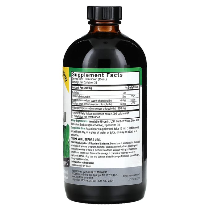 Nature'S Answer, Vloeibare Chlorofyl, 100mg, 480ml(16 fl oz)