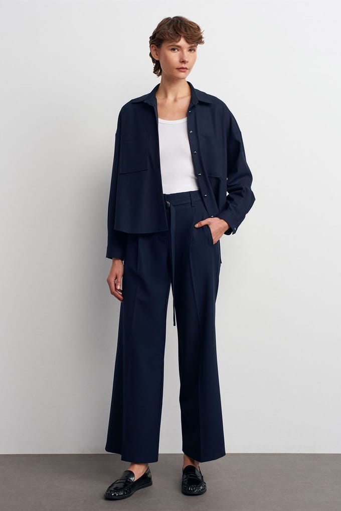 Brede-pijpen Geknoopte Crêpe Broek