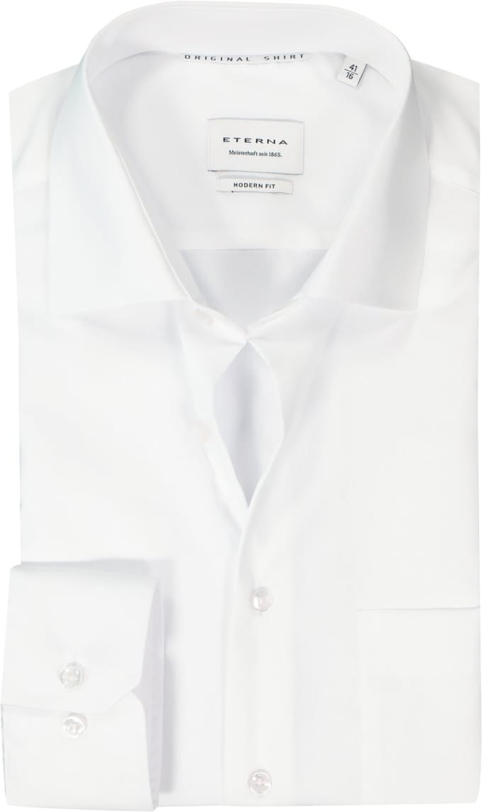 ETERNA modern fit overhemd - popeline - wit - Strijkvrij - Boordmaat: 43
