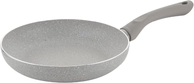 Koekenpan - Kooplaag pan - Gezond Bakken - Stevige Soft Touch handgreep - 24cm - Grijs