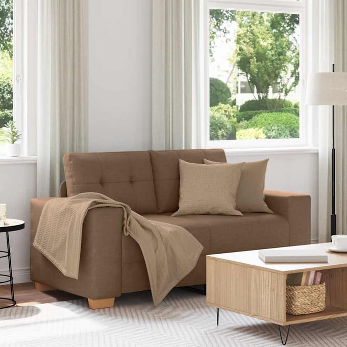 vidaXL - Loveseat - Bank - Bruin - 160x77x82 - cm - Stof