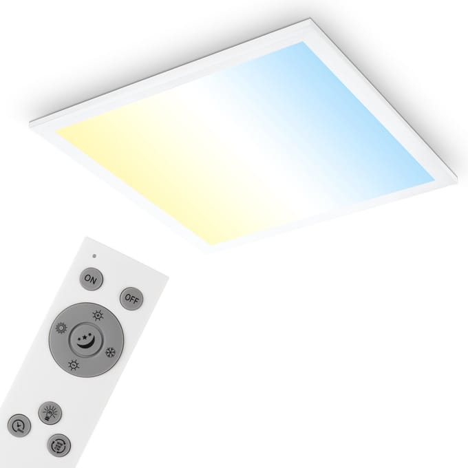 BRILONER - LED Plafonniére - CCT - met afstandsbediening 21W - memory - timer - nachtlicht - wit - 38cm