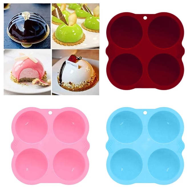 4 Holte Halve Cirkel Siliconen Cakevorm Muffin Chocolade Bakvorm Pan DIY Feesttaartvorm blue