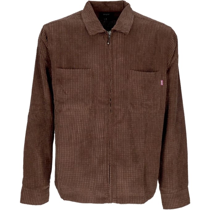 Cornelius Herenshirt met lange mouwen, Zip-shirt Aubergine