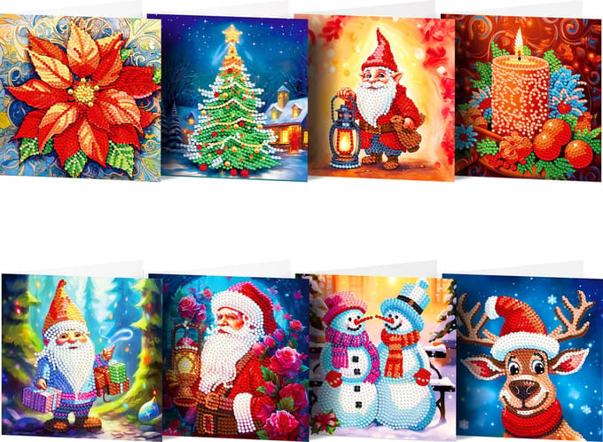 Kaarten - 23 - Kerstkaarten - Diamond painting - compleet pakket - Diamond painting by Wietske