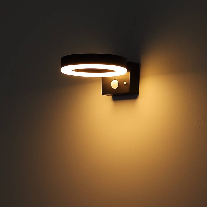 Globo LED buiten wandlamp 36507 zwart, sensor, kunststof