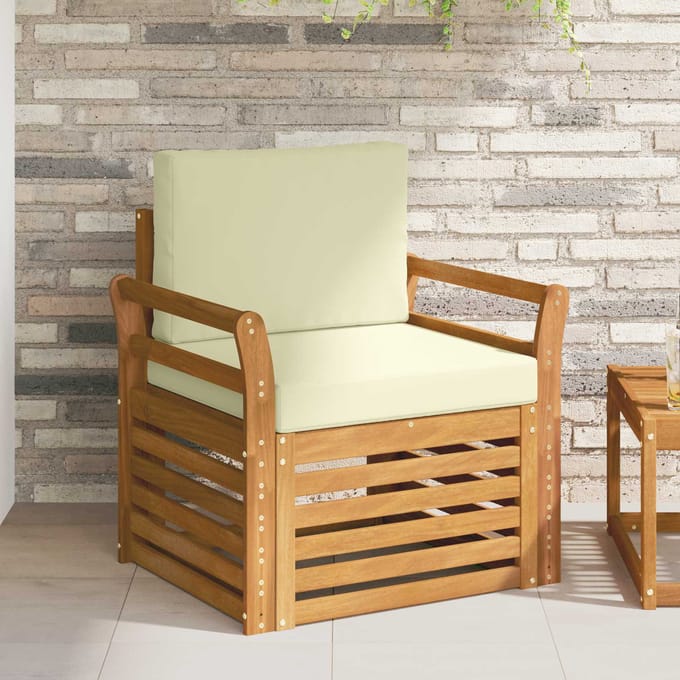 vidaXL - Buiten - bank - set - Massief - Acacia - Hout - en - Polyester