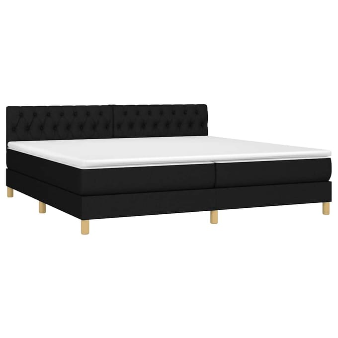 vidaXL - Boxspring - met - matras - en - LED - stof - zwart - 200x200 - cm