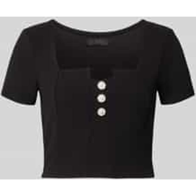Kort T-shirt met siersteentjes Model 'Evelina'
