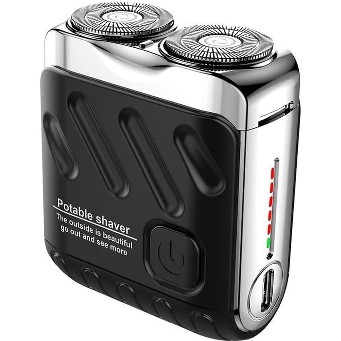 Mini rasoir électrique pour hommes, double tête, étanche, rechargeable, rotatif, de voyage, portable, pour cheveux et barbe noir