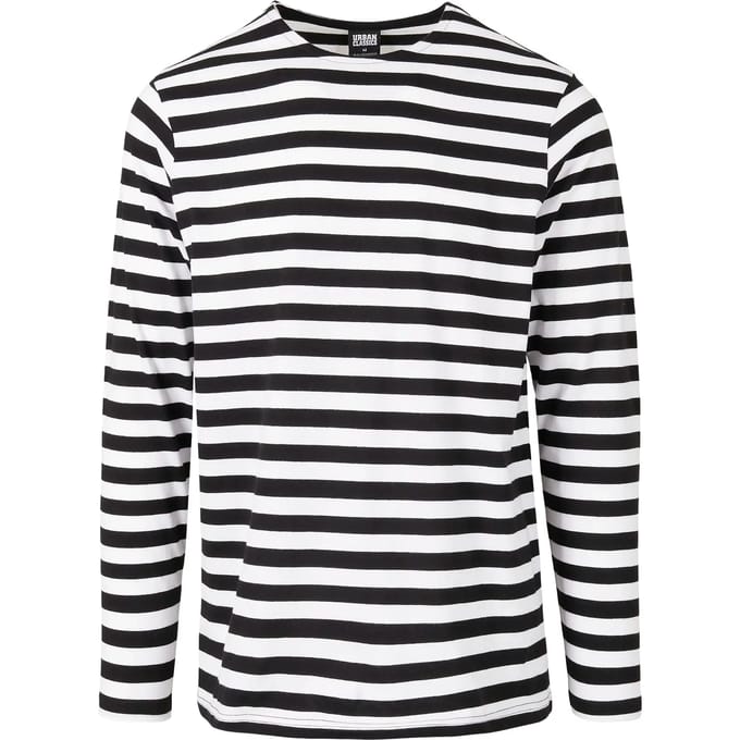 Urban Classics - Regular Stripe LS white/black Longsleeve shirt - L - Wit/Zwart