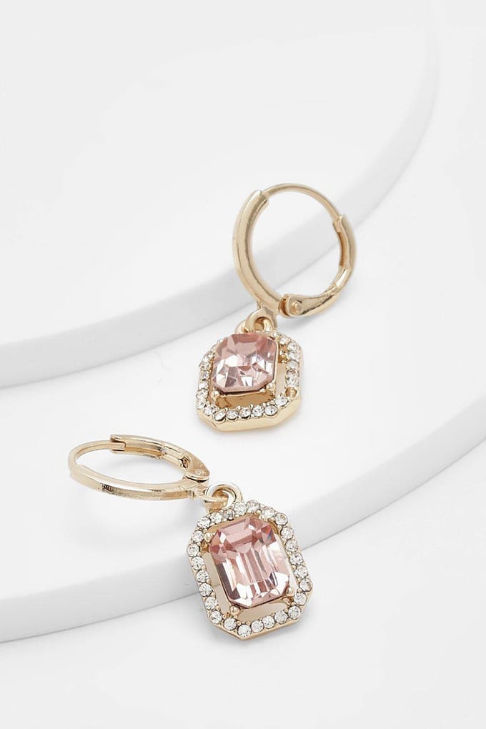 boohoo Dames Roze Halo Drop Hoop Oorbellen | Pink