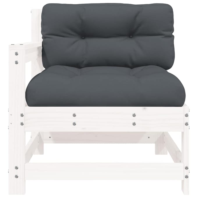 vidaXL - Tuinstoel - met - kussens - massief - grenenhout - wit
