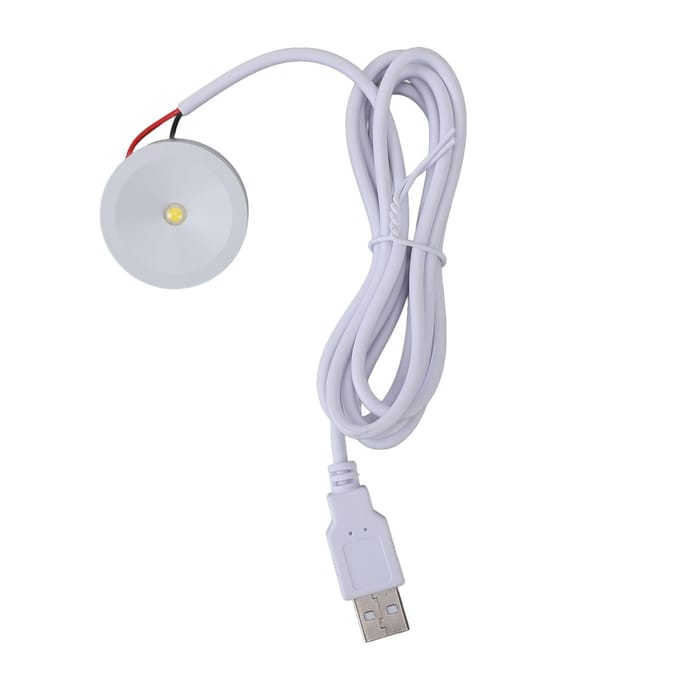 2 Sets Mini Spotlight 5V 1W USB LED Rond Oogvriendelijk met 4.3ft Draad Sieraden Display Verlichting white