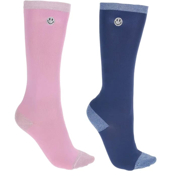 QHP PAARDRIJSOKKEN ROSALYNN 2-PACK Blauw-roze