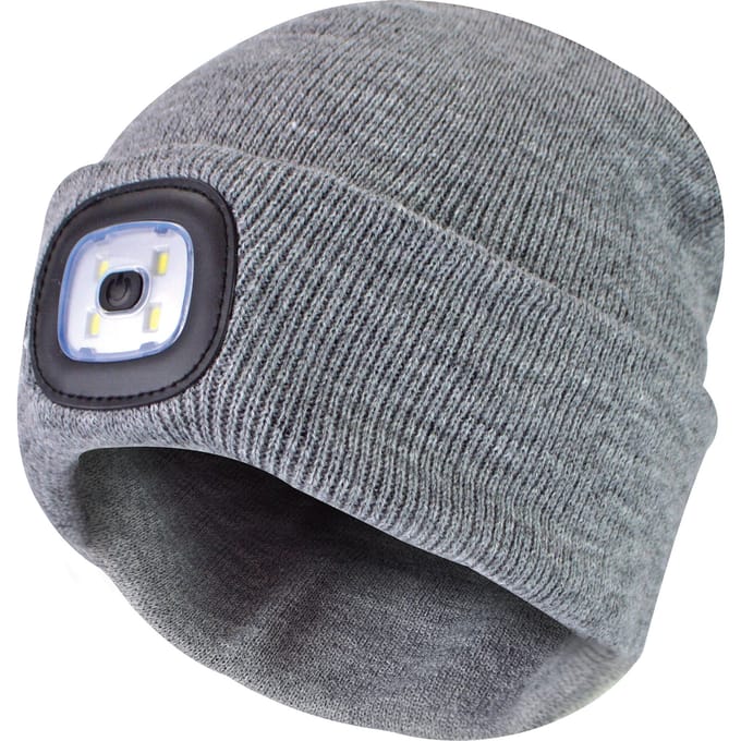 Led-muts voor dames | Dames gebreide oplaadbare muts | Wintermuts met hoofdlamp - Grijs