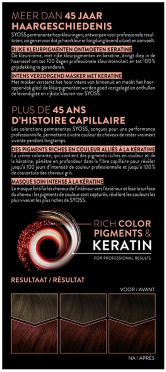 SYOSS Permanent Coloration 4-2 - Haarverf - Permanente Haarkleuring - Mahonie – Grijsdekking – Vermindert Haarbreuk - 1 Stuk