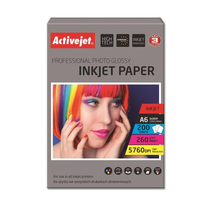 ActiveJet glanzend fotopapier A6 200 stuks AP6-260GR200