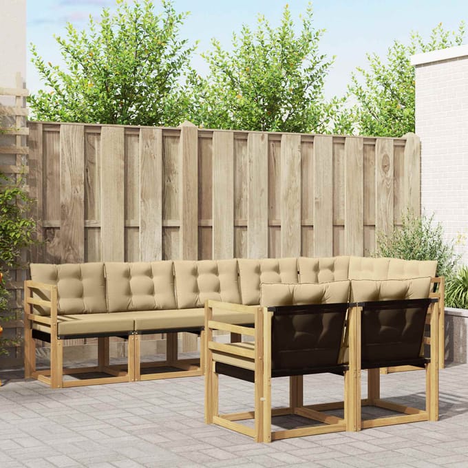 vidaXL - Buiten - bank - set - 8 - st - Wit - en - Beige