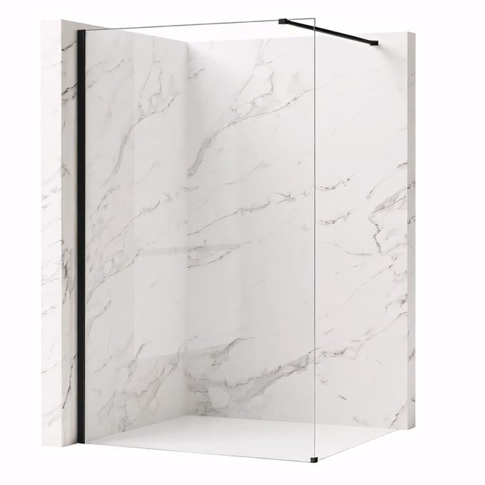 Rea Flexi Transparent 70 - Transparant Glas 8 Mm - Douchewand - Zwart120X70X195Cm