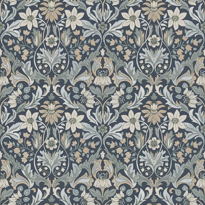 Boråstapeter Vliesbehang 3292 - Timeless Traditions - Bloemen Blauw - 53cm x 10.05m