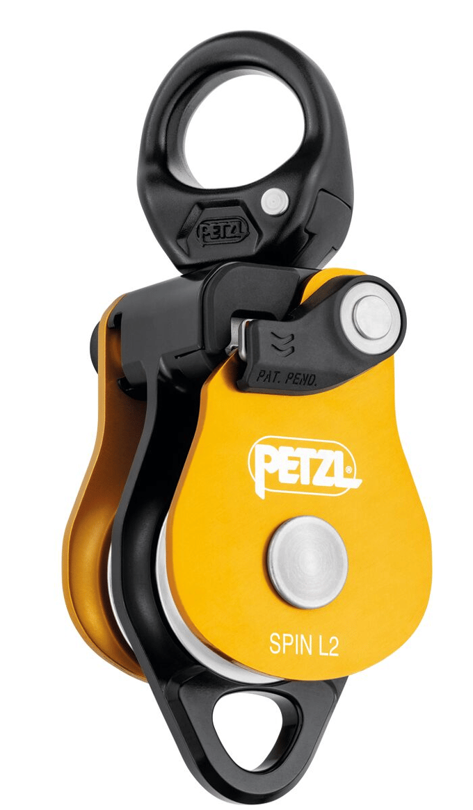 Petzl Spin L2 Yellow – Dubbele Katrol met Draaibaar Oog 13 mm & 8 KN