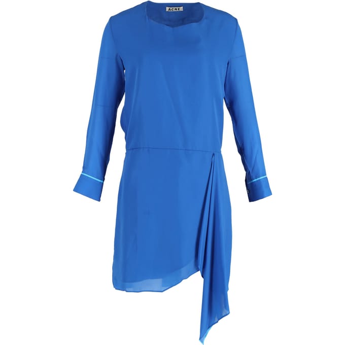 Acne Studios Adelle Tape Jurk in Blauw Polyester