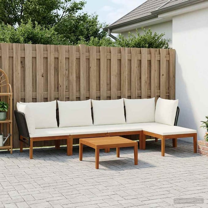vidaXL - 6 - st - Massief - acaciahout - & - touw - Naturel