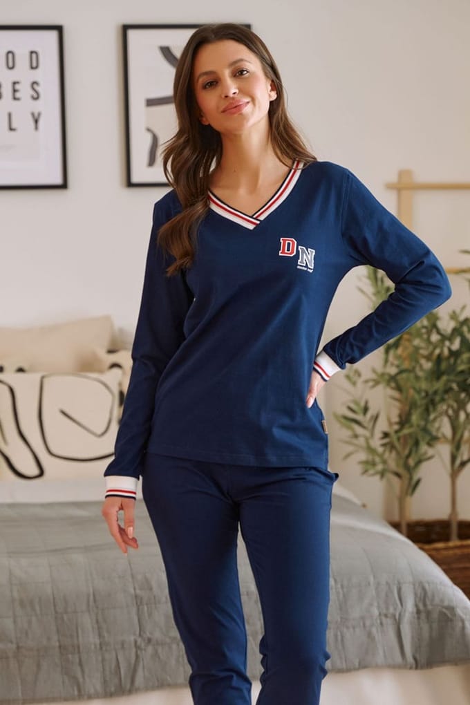Doctor Nap Katoenen Pyjama Dames Volwassenen DN Navy PM.4504 M