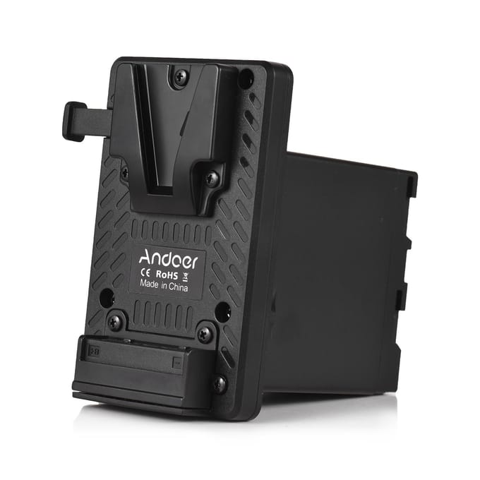 Andoer V-Lock V-mount batterijplaat op BP-U dummy-batterijadapter Ingebouwde batterijdecodeerchip zwart