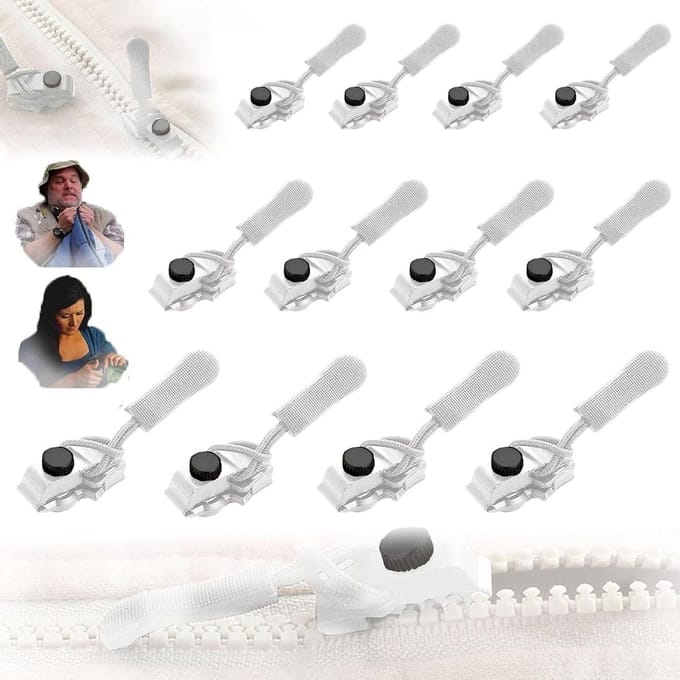 Ritssluiting reparatieset - Rits vervanger fixkit - Kleding repareren - Onzichtbaar ontwerp - 3 maten - Wit