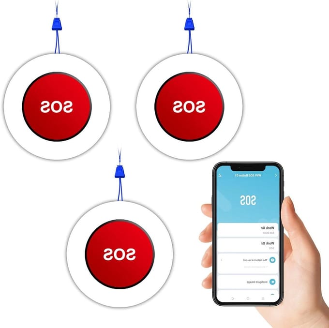 Noodknop Senioren - SOS Alarm - Thuiszorg - App Meldingen - Set van 3 - Rood