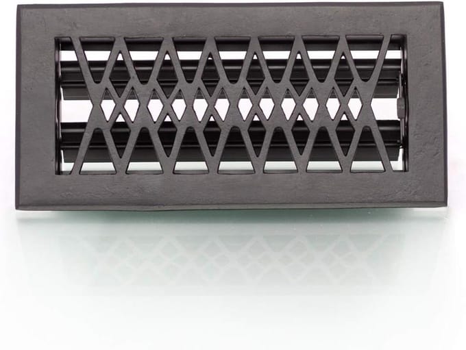 Ventilatierooster - Luchtrooster Regelbaar - Open Haard - Klassiek Design - 14 cm Hoog - Zwart