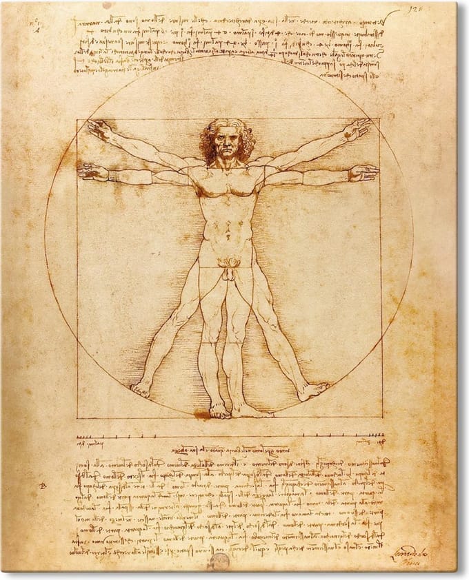 Canvas Schilderij Vitruviusman - Leonardo da Vinci - 40x50 cm