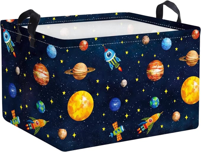 Zwarte Kosmische Planeet Opbergmand voor Kinderkamer - Multifunctioneel en Waterdicht