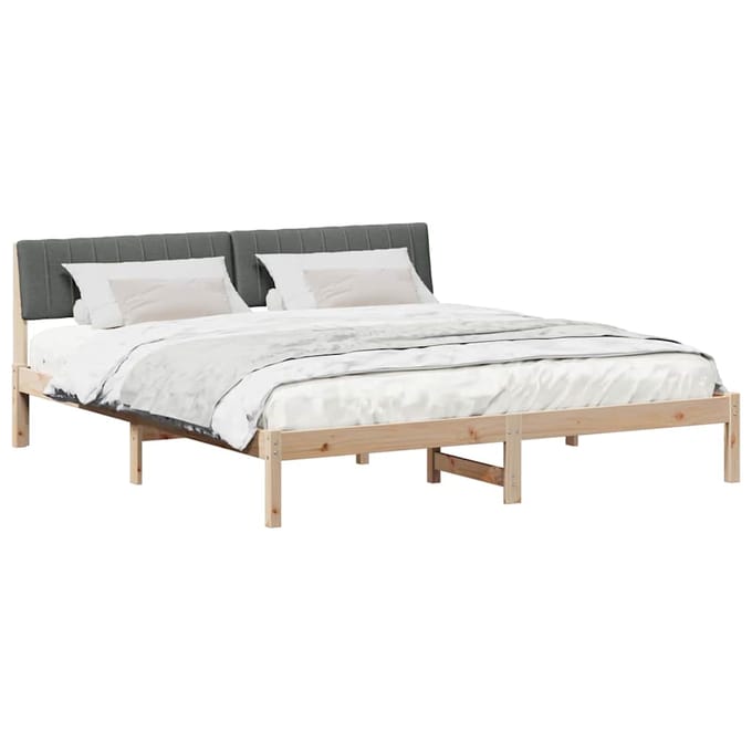 vidaXL - Bedframe - Bruin - en - donkergrijs - 180 - x - 200 - cm - Massief - grenenhout