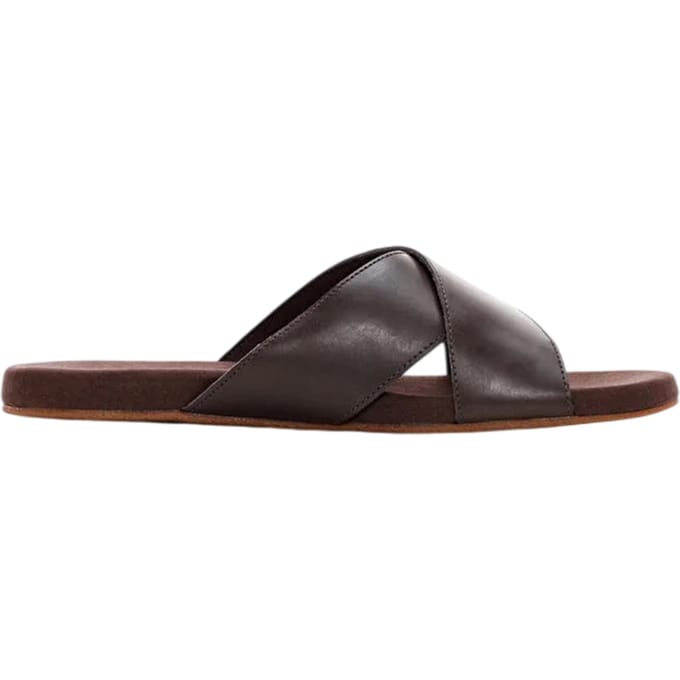Timberland Heren leren platte sliders met kruisband (Gaucho)