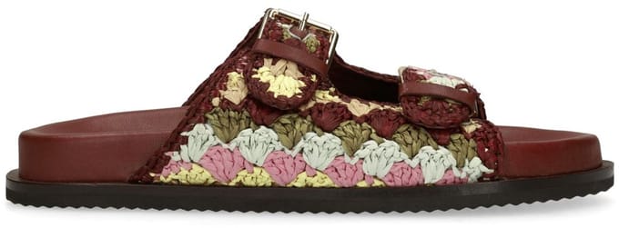 Sacha - Dames - Rode slippers met goudkleurige buckles - Maat 38