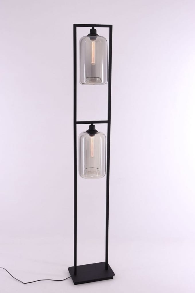 Vloerlamp frame - 2 Grey getint glazen - 170cm